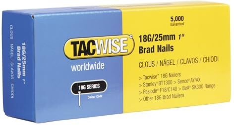 Tacwise Chiodi Brad Galvanizzati Tipo 18G / 25 mm, Confezione da 5.000