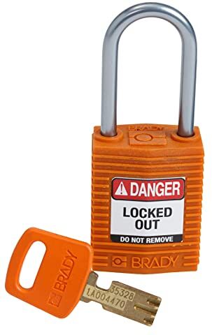 Brady Lucchetto SafeKey, arancione, 7,6 cm H x 3,2 cm L x 1,9 cm D