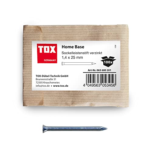 TOX Piedini Home Base Zincati Blu con Testa di Scarico Profonda in Carta Riciclabile, Dimensioni 1,4 X 25 Mm, per il Fissaggio di Piedini, Aste, Legno e Molto Altro, 100 Pz.