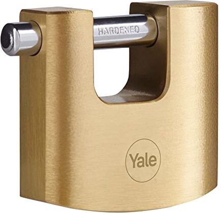 YALE Lucchetto retangolare in ottone di alta sicurezza , corpo 70mm, gancio in acciaio indurito, 3 chiavi