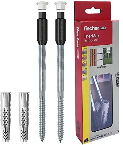 Fischer Thermax 8/120 M6 Kit 2 pz Tasselli per Fissaggio su Cappotto Isolante, Max 120 mm, Carichi Medio Leggeri,