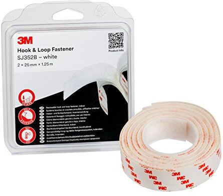 3M Sistema Di Fissaggio Hook & Loop  Offre Una Semplice Alternativa A Cerniere, Viti, Bottoni Automatici, Ganci, Bulloni E Altro Ancora 2 X 25Mm X 1.25M, Bianco (1 Pezzo)