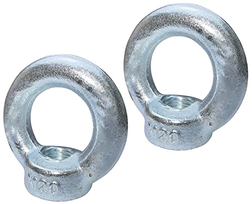 Aerzetix Set di 2 Dado occhiello M20 anello di sollevamento in acciaio zincato filettatura metrica DIN 582-1200kg colore argento C49736