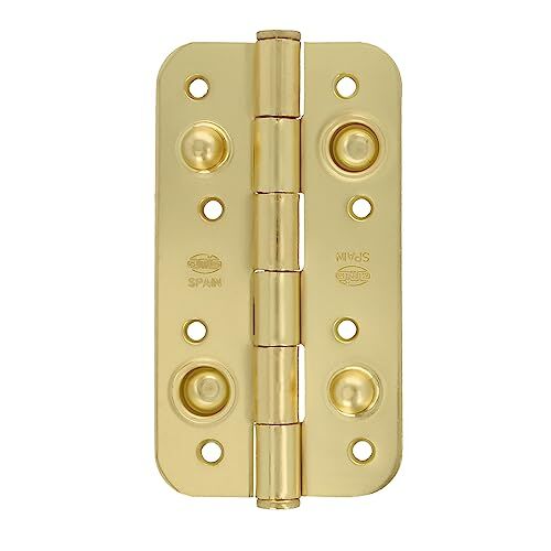 Amig Set di 6 Cerniere di Sicurezza per Porte   Angoli Arrotondati   Apertura e Chiusura Silenziose   Fissa con Fermezza le Porte d'Ingresso   Acciaio   Colore Oro   150 x 82 x 3 mm