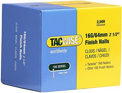 Tacwise Chiodi di Finitura Galvanizzati Tipo 16G / 64 mm Chiodi Finitura Zincata, Confezione da 2500