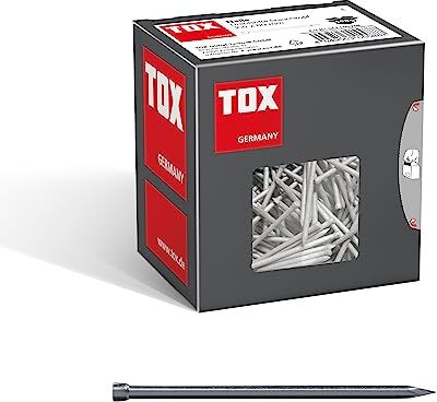 TOX Chiodi a filo 2,5x60 mm con testa rovesciabile per fissaggi quasi invisibili nel legno, applicazione universale per interni ed esterni, acciaio lucido, 400 g in cartone,