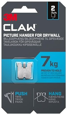 3M Claw  Appendiabiti per cartongesso, 7 kg, 2 pezzi