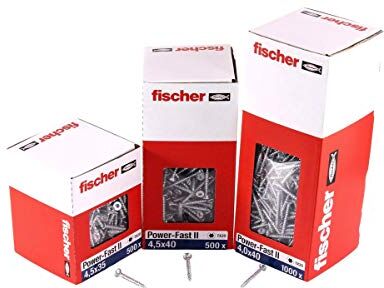 Fischer -100 viti per truciolato Power-Fast II 6,0 x 50, testa svasata con stella interna TX con filettatura completa, zincate tramite galvanizzazione, colore blu passivate