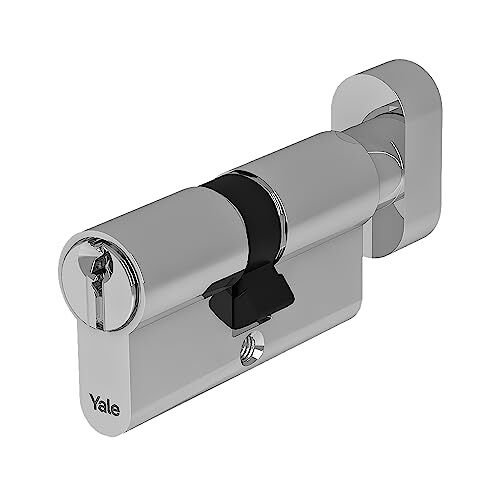 YALE Cilindro Europeo di sicurezza standard con pomolo per serratura  Nichelato, 30/35mm, 3 Chiavi Verticali