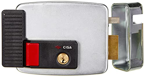 CISA 1, Serratura Elettrica da Applicare con pulsante, 12 V, Zincato, Entrata 70, Mano Destra