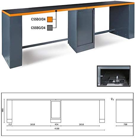 BETA Banco da lavoro doppio da 4 metri con gamba centrale C55BO-D4