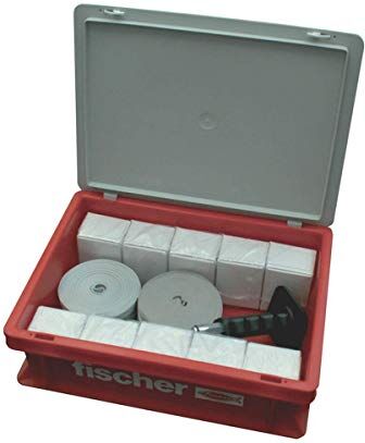 Fischer BOX bandelle GWB, Kit completo formato da 12 bandelle in tessuto GWB, 2.000 chiodi ED18, 1 percussore SZE, ideale per il fissaggio di tubi e cavi,