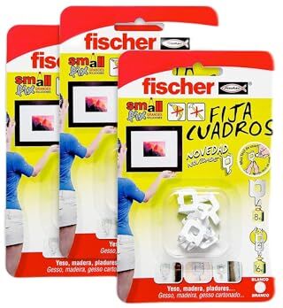 Fischer Confezione fissa quadri bianchi per appendere quadri senza fori, confezione da 24 pezzi da 3 pezzi,