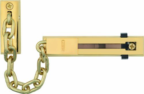 Abus Catena SK66 per porta d'ingresso e porta d'appartamento Catena di sicurezza con sicurezza bambini adatta per porte di chiusura sinistra e destra Ottone