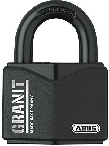 Abus Lucchetto in granito 37/55 per uso esterno – in acciaio speciale temprato – chiave con luce LED – con cilindro a disco -Plus – Livello di sicurezza  10 – Nero