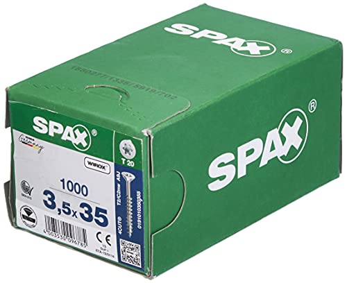 SPAX T-STAR plus 0/1050/1/ 3,5/35/01 Vite universale con testa svasata, 4CUT, filettatura parziale, lucida zincata tramite galvanizzazione, Zincato, 3,5 x 35 mm