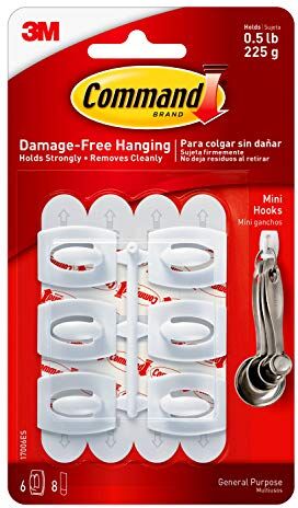 Command Mini Hooks W/Adhesive 1"X.5" 6/Pkg-White,