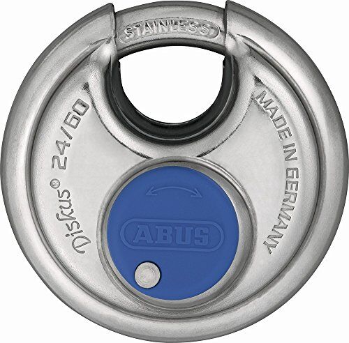 Abus lucchetto diskus 24ib/60 in acciaio inox con protezione a 360° per il fissaggio in condizioni climatiche estreme 05633 livello di sicurezza 7 argento/blu