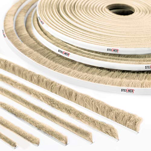 STEIGNER 40 m guarnizionea a spazzola autoadesiva BEIGE, spazzola antipolvere, altezza 4 mm