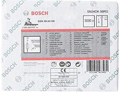 Bosch Chiodo con testa a D 34°, galvanizzato/filettato, 50 mm