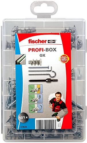 Fischer Meister-Box cartongesso Gancio con attrezzo di Montaggio, tasselli, 101 Pezzi, GK con Viti e Ganci, Set di 101