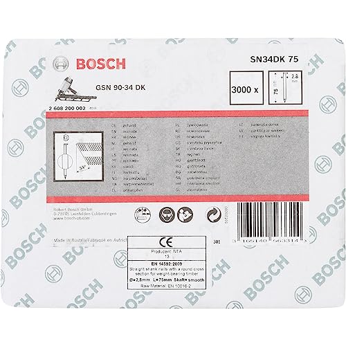 Bosch SN34DK 75 Chiodo con testa a D, 34°, galvanizzato, piatto