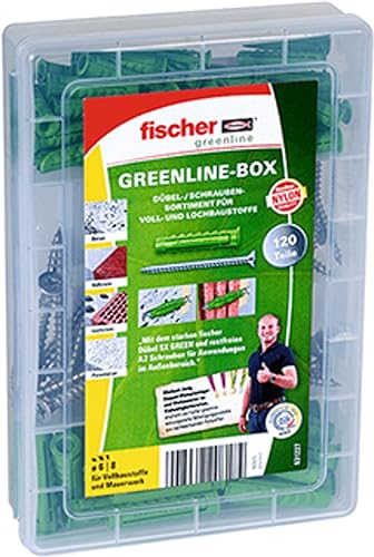 Fischer Meister-Box Greenline A2, Contenuto della Confezione: 50 6 x 30, 30 Green 8 x 40, 25 4,5 x 50, 15 Acciaio Inox 5,0 x 60, Tasselli SX Verdi e Viti