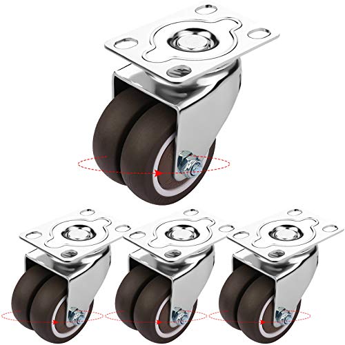 Generico 4 pezzi, rotelle girevoli con freno, rotelle per mobili, antipolvere, rotelle per trasporto in gomma, con viti, rotelle per culla, carico: 400 kg, 4 senza freni, 50 mm
