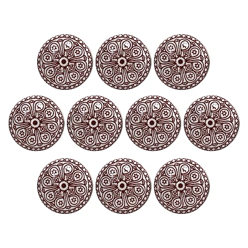 Ajuny , Set di 10 pomelli in ceramica fatti a mano, marroni e bianchi, per cassettiere, credenza, armadietto bagno e cucina