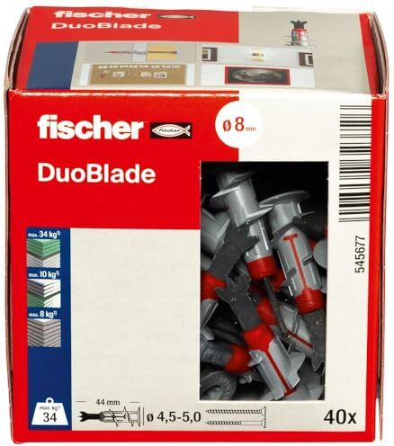 Fischer DuoBlade-DIY, Grigio, Rosso, Ø 4-5, 40 STK