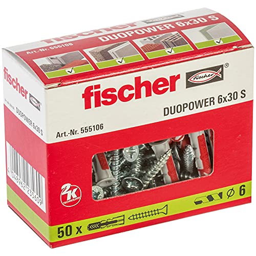Fischer Flangia Ubn 7,6 x 300 Nera / (Sacchetto Appeso da 100 Pezzi), Grau/Rot, 6x30 mit Schraube