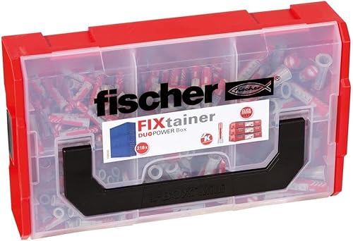 Fischer FixTainer DuoPower, 210 Tasselli Universali, per Fissaggio su Muro Pieno, Mattone Forato, Cartongesso e Calcestruzzo cellulare,