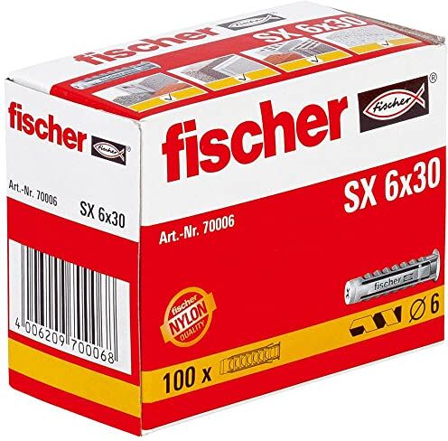 Fischer – Taco Nylon SX 6 x 30, confezione da 100 pezzi