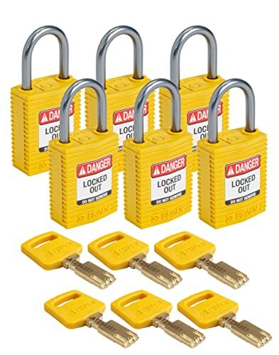 Brady Lucchetto SafeKey, giallo, 6,6 cm H x 3,2 cm L x 1,9 cm D