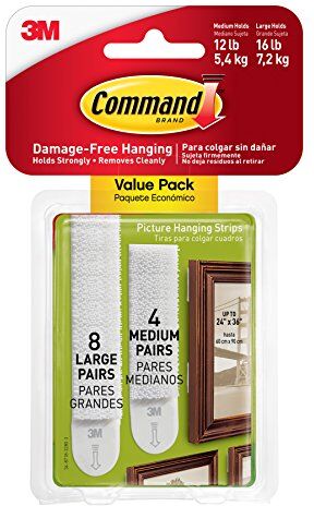 Command ™ Picture Hanging Strips White Medium/Large, 4Sets M+8Sets L/PK