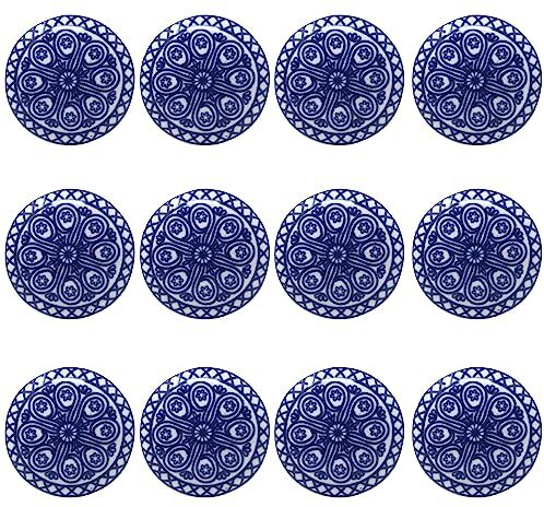 Ajuny , Set di 12 pomelli in ceramica per mobili da bagno, credenze, cassettiere, colore: blu