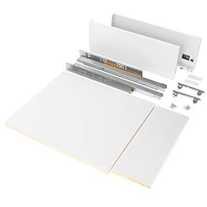 Emuca Kit cassetto per cucina o bagno con pannelli inclusi e guide con estrazione totale con chiusura soft, altezza 178 mm per modulo 450 mm e profondità 500 mm, bianco. Emuca Kit cassetto per cucina o bagno con pannelli inclusi e guide con estrazione totale con chiusura soft, altezza 178 mm per modulo 450 mm e profondità 500 mm, bianco.