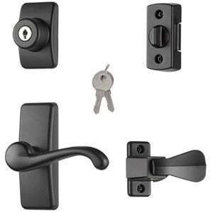 Ideal Security HK01-I-MB GL Set di 4 maniglie porta anti-tempesta e zanzariere nero opaco Ideal Security HK01-I-MB GL Set di 4 maniglie porta anti-tempesta e zanzariere nero opaco