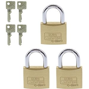 Burg-Wächter Set da 3 Lucchetti, Gancio spesso 6 mm, 4 Chiavi, Trio 222 40 SB Burg-Wächter Set da 3 Lucchetti, Gancio spesso 6 mm, 4 Chiavi, Trio 222 40 SB