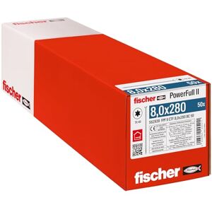 Fischer Viti per Legno e Costruzioni PowerFull II CTF 8,0x280 mm, Filetto Totale, Testa Svasata Piana, Impronta Torx, Zincata Bianca, 50 Pz, Fischer Viti per Legno e Costruzioni PowerFull II CTF 8,0x280 mm, Filetto Totale, Testa Svasata Piana, Impronta Torx, Zincata Bianca, 50 Pz,