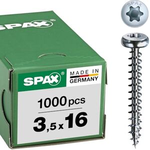 SPAX , A9J, Vite universale, testa semi-rotonda, T-STAR plus, 4 Cut, filettatura piena, 1000 pezzi, 3,5 x 16 mm, Zincato lucido SPAX , A9J, Vite universale, testa semi-rotonda, T-STAR plus, 4 Cut, filettatura piena, 1000 pezzi, 3,5 x 16 mm, Zincato lucido