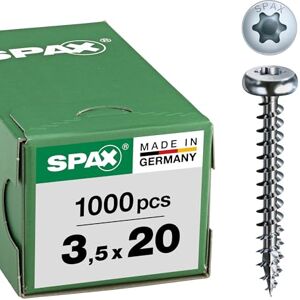 SPAX , A9J, Vite universale, testa semi-rotonda, T-STAR plus, 4 Cut, filettatura piena, 1000 pezzi, 3,5 x 20 mm, Zincato lucido SPAX , A9J, Vite universale, testa semi-rotonda, T-STAR plus, 4 Cut, filettatura piena, 1000 pezzi, 3,5 x 20 mm, Zincato lucido