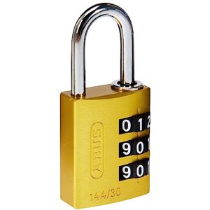 ABUS Lucchetto a combinazione in alluminio 144/30 giallo con numeri grandi, ABUS Lucchetto a combinazione in alluminio 144/30 giallo con numeri grandi,