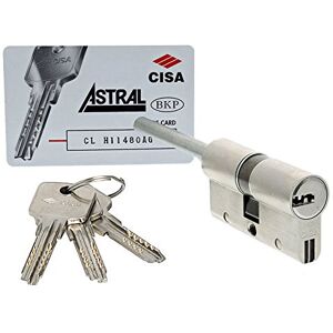 CISA 17012, Cilindro Europeo Astral S, Ottone Nichelato, 30/30 mm, Predisposizione per Pomolo, Gambo Accorciabile CISA 17012, Cilindro Europeo Astral S, Ottone Nichelato, 30/30 mm, Predisposizione per Pomolo, Gambo Accorciabile