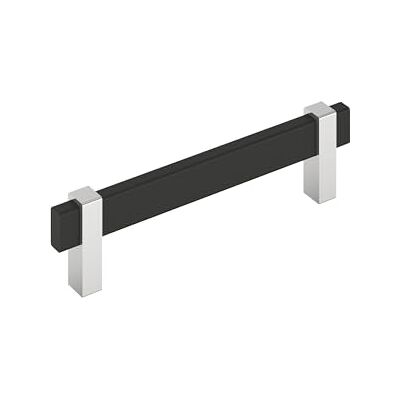 Amerock Mulino Maniglia da centro a centro per armadietto, 128 mm, colore: nero opaco/cromato lucido Amerock Mulino Maniglia da centro a centro per armadietto, 128 mm, colore: nero opaco/cromato lucido