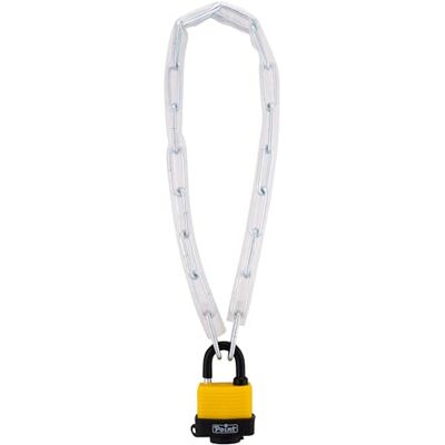 Sterling Catena di sicurezza 60 cm 4 mm e lucchetto laminato, argento Sterling Catena di sicurezza 60 cm 4 mm e lucchetto laminato, argento