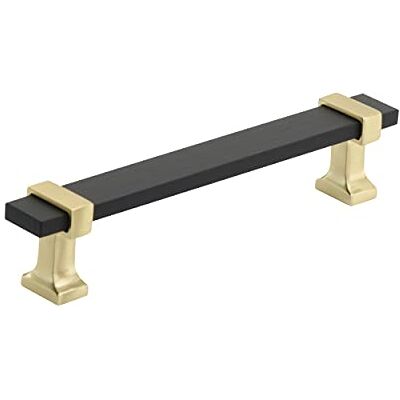 Amerock Maniglia per armadietto, nero opaco spazzolato, oro spazzolato, 128 mm, da centro a centro, Overton, confezione da 1, maniglia per cassetti, accessori per armadietti Amerock Maniglia per armadietto, nero opaco spazzolato, oro spazzolato, 128 mm, da centro a centro, Overton, confezione da 1, maniglia per cassetti, accessori per armadietti