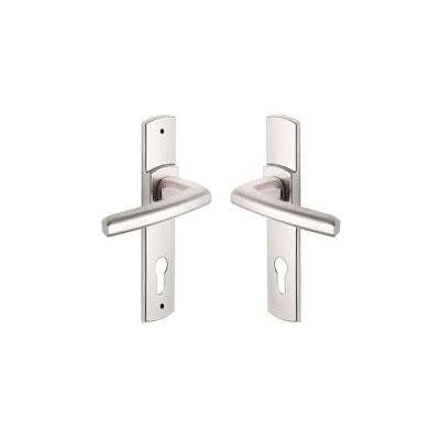 Vachette SCULT Set di maniglie per porta su piastra Versione chiave I per porta d'ingresso/cantina/capanni da giardino, interasse 165 mm, materiale Zamak resistente, garanzia 10 anni, finitura Vachette SCULT Set di maniglie per porta su piastra Versione chiave I per porta d'ingresso/cantina/capanni da giardino, interasse 165 mm, materiale Zamak resistente, garanzia 10 anni, finitura