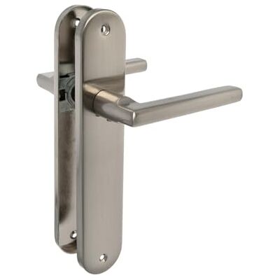 Amig Maniglia su placca Mod. Per porte interne Quadro 8 mm Placca 240×45 mm Alluminio Finitura nichel spazzolato Amig Maniglia su placca Mod. Per porte interne Quadro 8 mm Placca 240×45 mm Alluminio Finitura nichel spazzolato