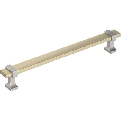 Amerock Overton Maniglia per armadietto, 192 mm, color champagne dorato/nichel satinato, 192 mm Amerock Overton Maniglia per armadietto, 192 mm, color champagne dorato/nichel satinato, 192 mm